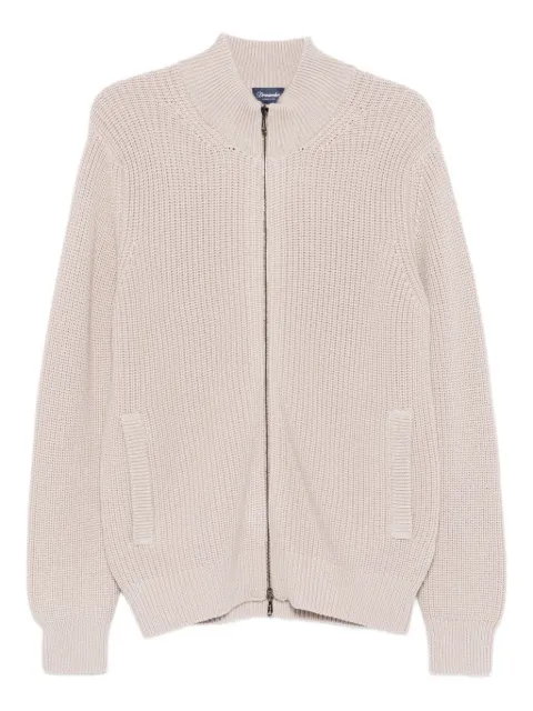 Drumohr ribbed zip-up cardigan Neutrals D5M202PNL