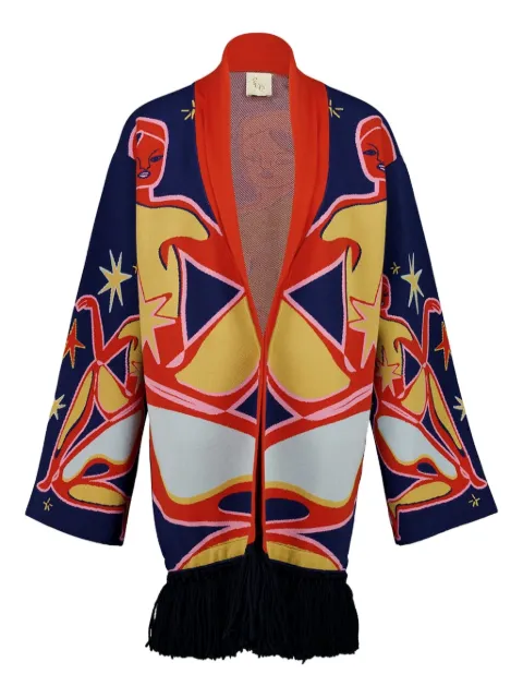 PAULA jacquard fringed cardigan Blue TOADSTOOL2
