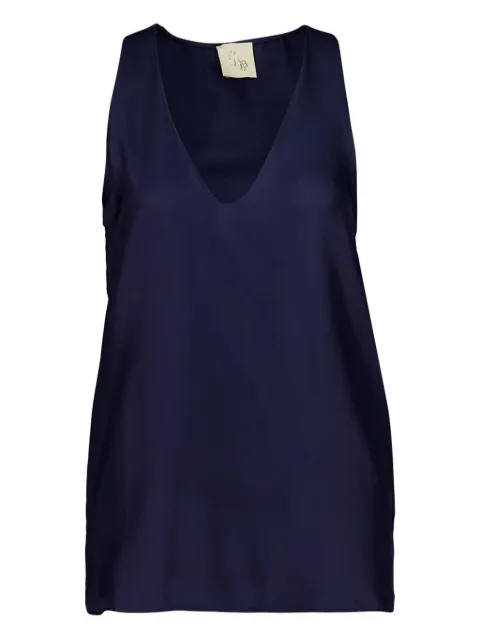 PAULA V-neck silk tank top Blue SERENA6