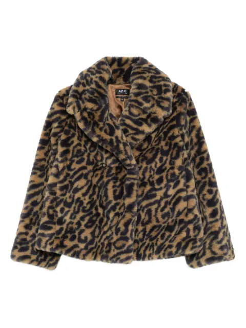 A.P.C. leopard-print double-breasted jacket Brown PSALAF01556