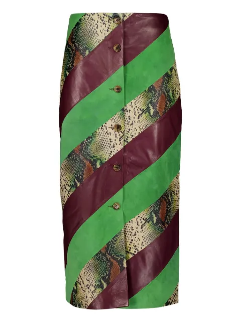 PAULA button leather skirt Green MADELINE