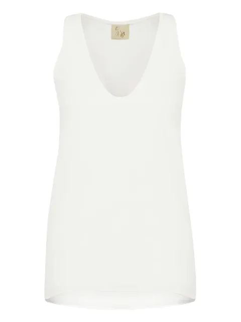 PAULA V-neck silk tank top White SERENABW