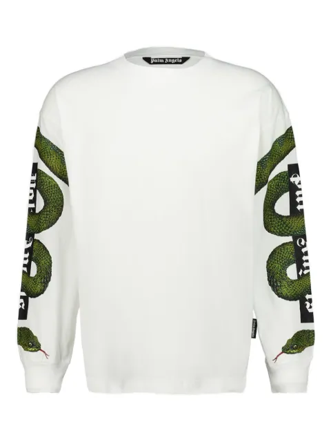 Palm Angels snake box logo long-sleeved T-shirt White PMAB058F25JER0020355