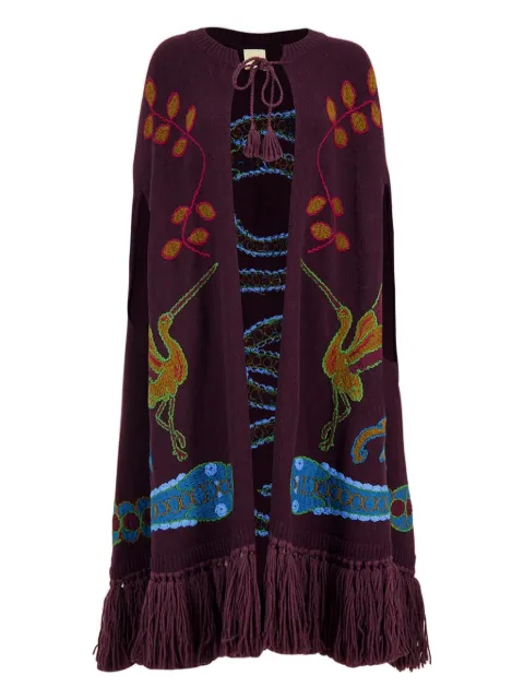 PAULA hand-embroidered knitted cape Purple SAPHIRE8