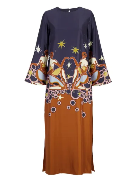 PAULA printed silk twill dress Brown SHIRLEY8