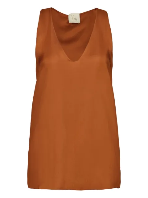 PAULA Serena V-neck silk tank top Orange SERENA7