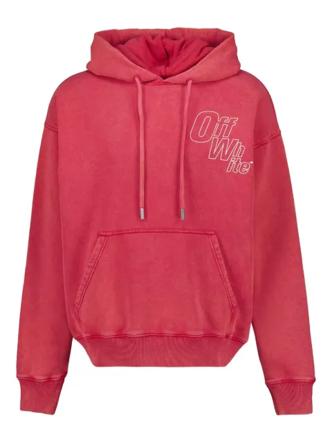 Off-White logo-print hoodie Red OMBB085F25FLE00K2601