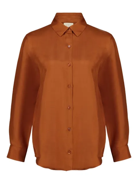 PAULA buttoned silk shirt Brown AMETISTA46