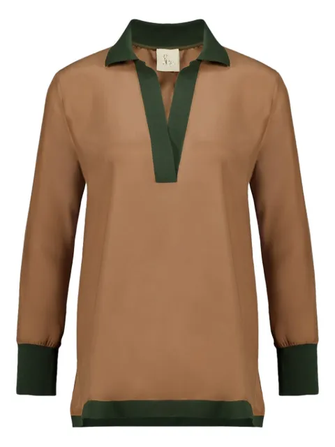 PAULA Diane V-neck long-sleeve top Brown DIANE14