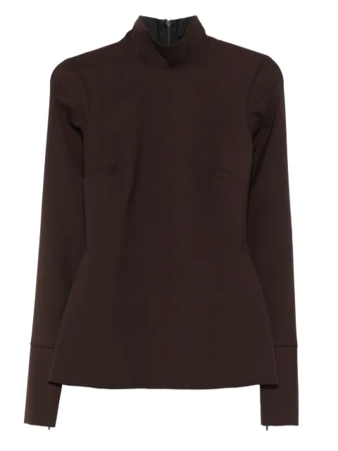 THELATEST high-neck long-sleeve blouse Brown TLW04005W0206ABTP