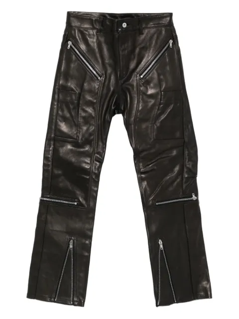 Rick Owens zip-detail leather trousers Black RR02E1329LHOSJP
