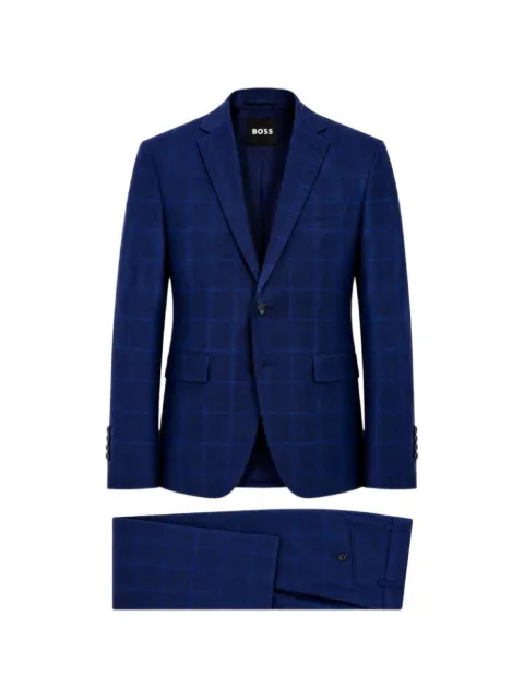 BOSS check-pattern single-breasted suit Blue 50509497404