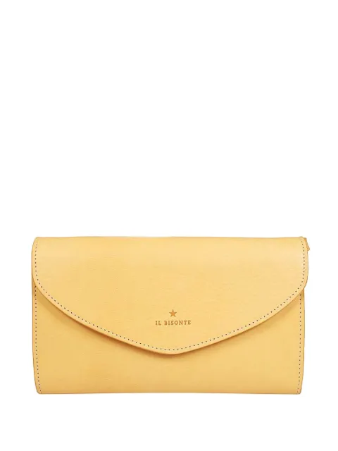Il Bisonte buttoned-flap leather clutch Yellow BCL039PV0001