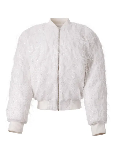 Almaz sequin-embellished fringed bomber jacket White JK0601FW25
