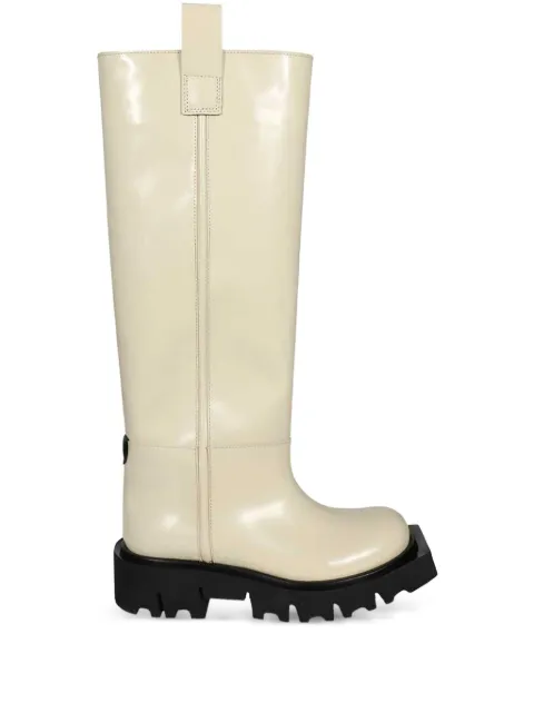 MSGM leather round-toe boots White 3541MDS141587