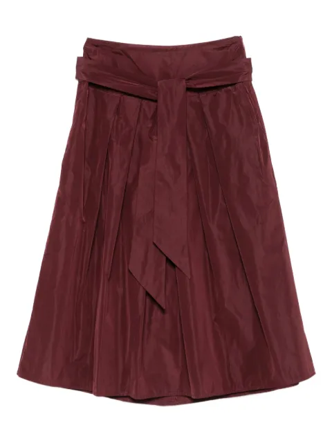 Niu Camelia pleated-belted midi skirt Red 408T052