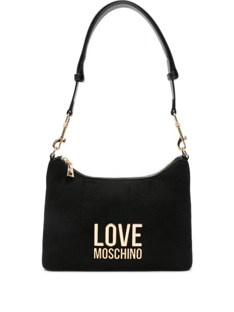 Love Moschino logo-plaque checkered shoulder bag Black JC4125PP0NKB100A