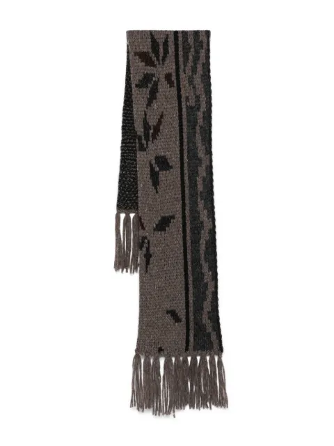 Magliano floral-pattern fringed scarf Brown MGFW25SC01885