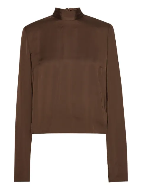 ROTATE BIRGER CHRISTENSEN cowl-back long-sleeve top Brown 1146432910