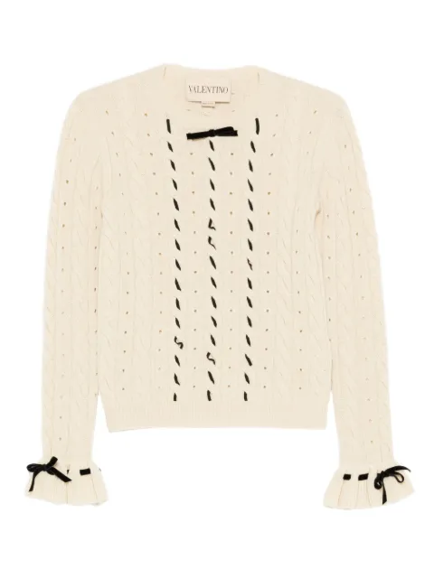 Valentino Garavani cable-knit ruffled-cuff sweater Neutrals BKC66Z9K9