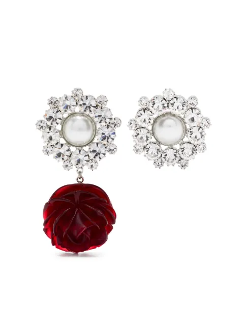 Magda Butrym crystal and resin Rose earrings Red 710725