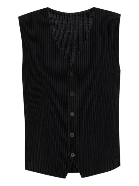 Homme Plissé Issey Miyake pleated button-down waistcoat Black HP58JE511
