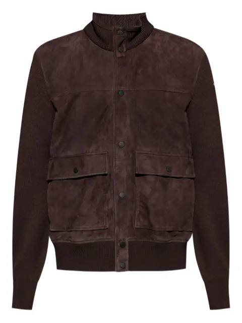 Moncler suede knitted panel cardigan Brown K20919B00014M1131