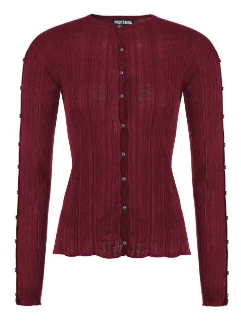 Protémoa Touch ribbed cardigan Red TOUCHREDCARDIGAN