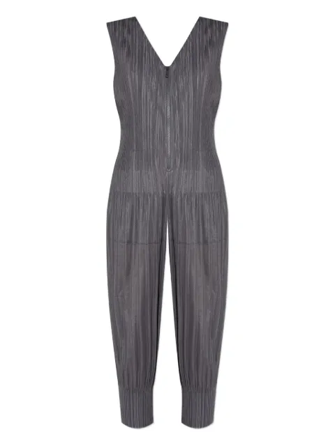 Pleats Please Issey Miyake zip pleated jumpsuit Grey PP58JI404