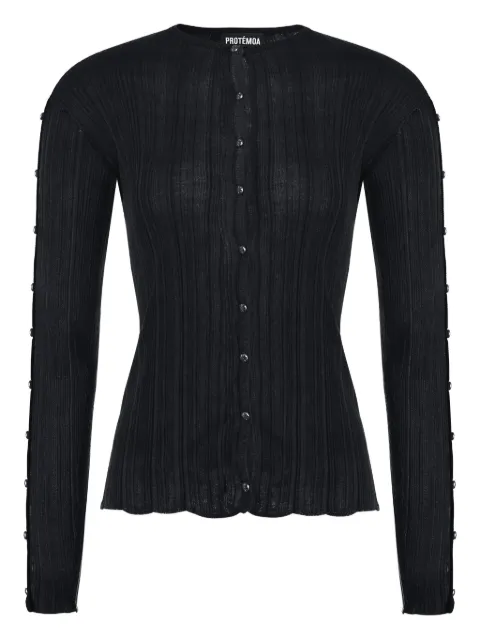 Protémoa Touch ribbed button-embellished cardigan Black TOUCHBLACKCARDIGAN