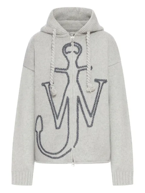 JW Anderson wool anchor-embroidery hoodie Grey KW1499YN0412