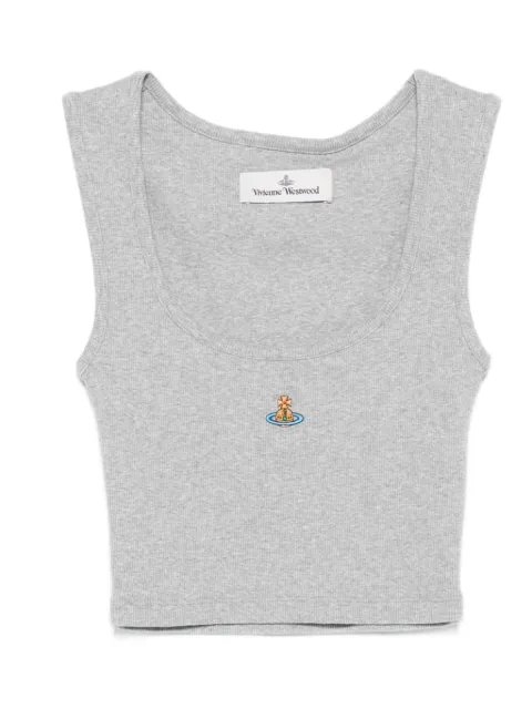 Vivienne Westwood Orb embroidery sleeveless tank top Grey 1G010011J009C