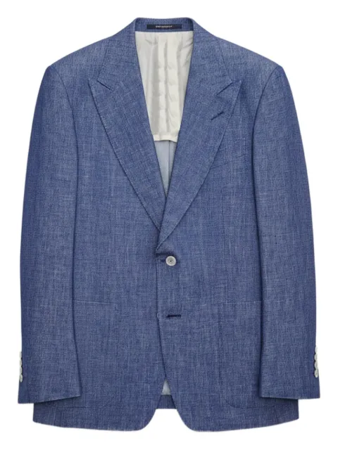 TOM FORD peak-lapel buttoned blazer Blue 0041390VAR0019467M19