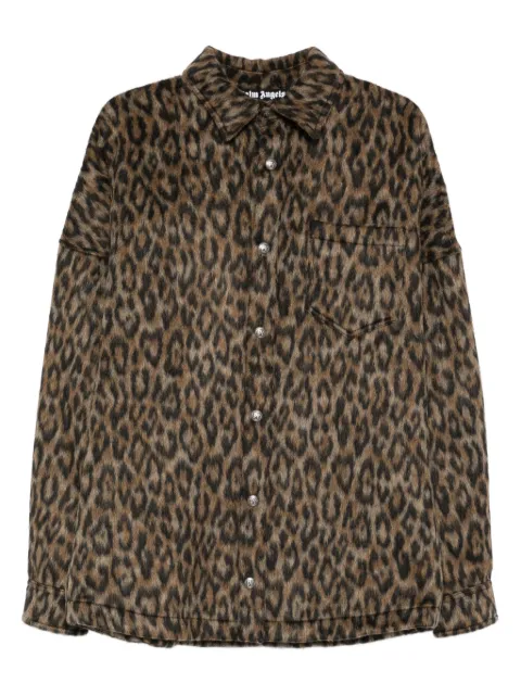 Palm Angels leopard-print button-fastening overshirt Brown PMES002F25FAB001