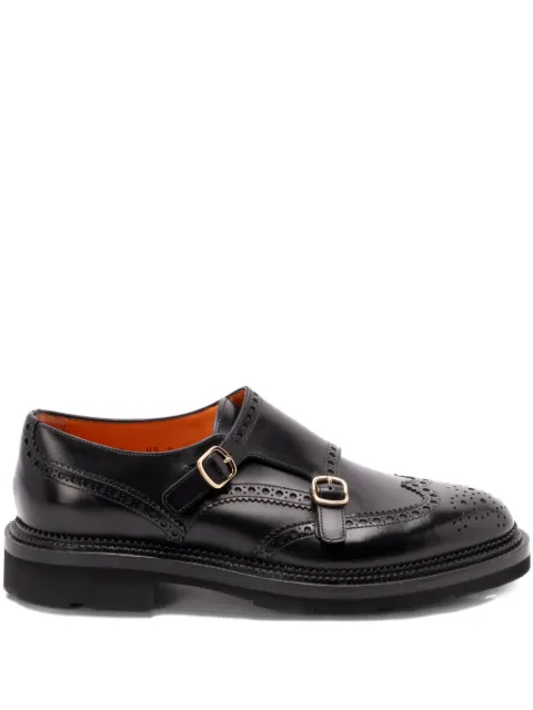 Santoni leather brogue-detailing monk shoes Black MCCO19160JL4GNTGN01