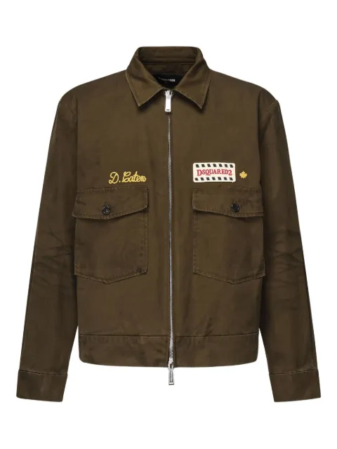 DSQUARED2 embroidered patch zip-up jacket Green S74AM1581S41794