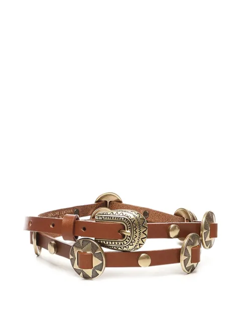 PINKO metallic-buckle studded leather belt Brown 104038A23S