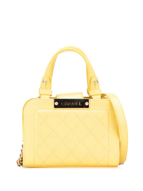 CHANEL Pre-Owned 2016-2017 Mini Calfskin Label Click Shopping Tote satchel Yellow K7HC3JOGN4XQGUWX
