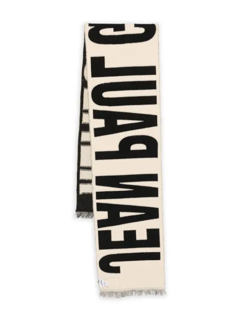 Jean Paul Gaultier logo-detail wool scarf Neutrals 2503UAC016W026