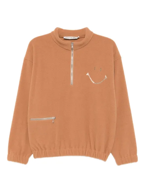 Joshua Sanders embroidered fleece zip-up sweatshirt Brown JS35B1530