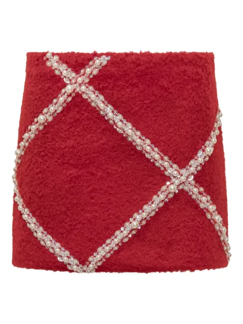 DES PHEMMES pearl-embellished mini skirt Red D207PT
