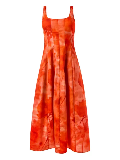 Alejandra Alonso Rojas darted-seams print midi dress Red D822