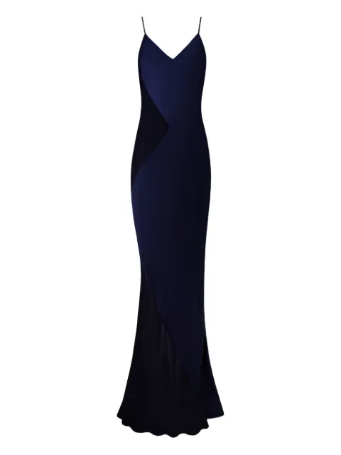 Alejandra Alonso Rojas Diana satin-paneled slip maxi dress Blue D361