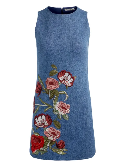 alice + olivia Cade embroidered-floral mini dress Blue CD508D41537