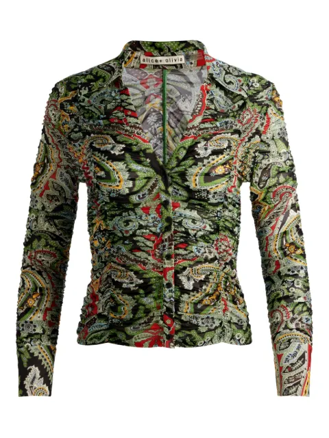 alice + olivia Portia paisley-print ruched blouse CC508P86012