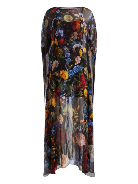 alice + olivia Linn floral-print cape maxi dress Black CC508P41514