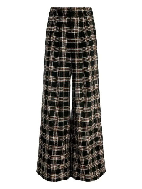 alice + olivia Eloise pleated check trousers Black CL000R35117