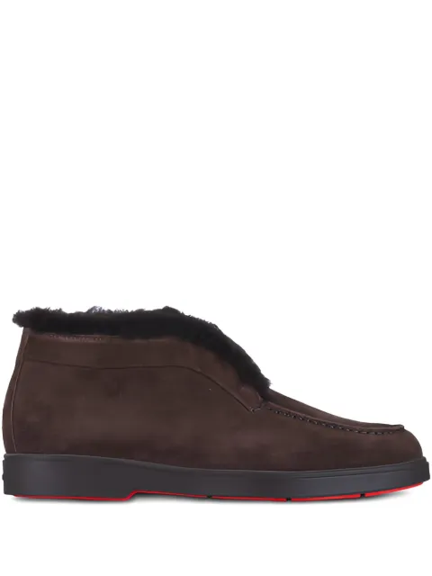 Santoni Fortune shearling-trim loafers Brown FORTUNEGPFRT50