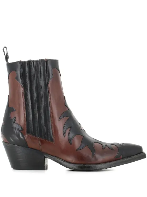 Sartore SR3651 leather flame-pattern boots Brown 25ISR3651ZI
