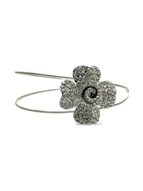 Jennifer Gibson Jewellery 2000s Preloved double-band crystal flower tiara Silver JGJFLOWERTIARA